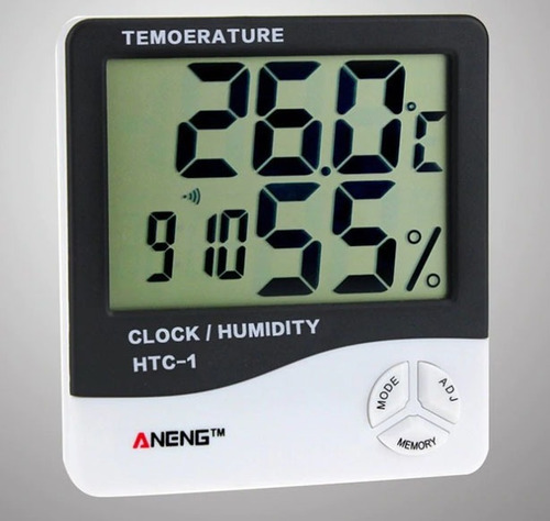 Imagem 2 de 3 de Termo Higrômetro Relógio Digital Medidor Umidade Temperatura