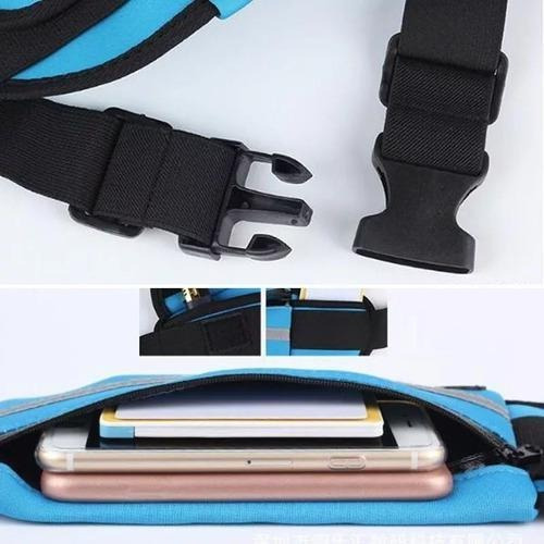 Riñonera deportiva delgada e impermeable, bolsa de gimnasio azul