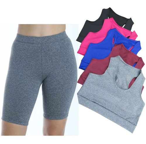 Imagem 4 de 5 de Kit 2 Conjunto Top E Bermuda Suplex Fitness Academia