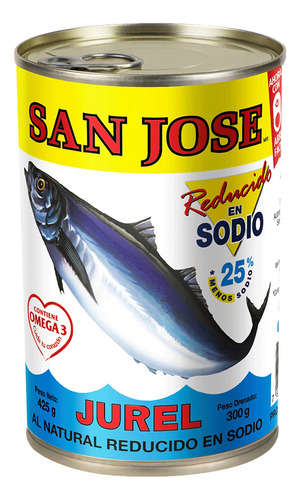 Imagen 1 de 1 de Jurel Al Natural Sin Sal Bajo En Sodio San José 425g