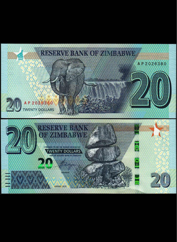 Billete 20 Dolares Zimbabwe Zimbabue 2020 Unc