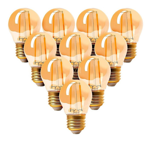 Lampara Filamento Led Vintage G45 2w Gota E27 Golden Pack 10