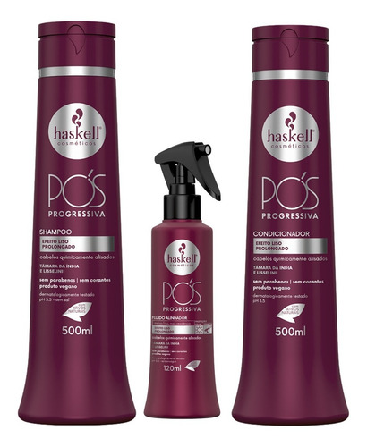 Kit Pós Progressiva Haskell Shampoo E Condic 500ml + Fluido