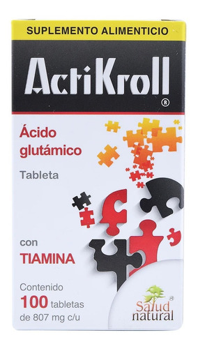 Actikroll 850gr Ácido Glutámico Con Tiamina 100 Tabletas