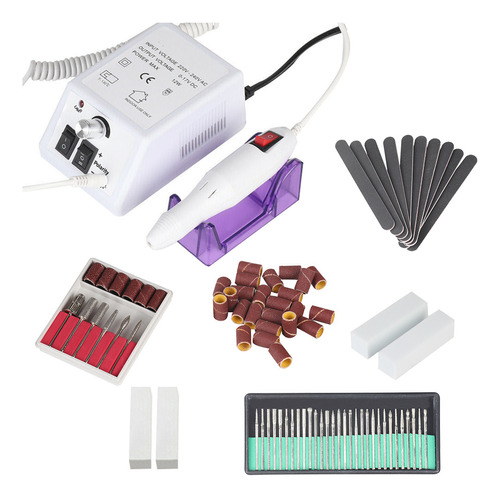 Set De Máquina De Manicura Con Taladro Eléctrico Blanco Para