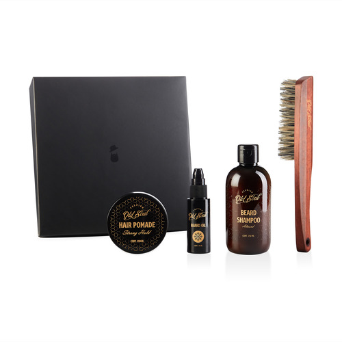 Set Barba Y Cabello Aceite + Pomada + Cepillo + Shampoo