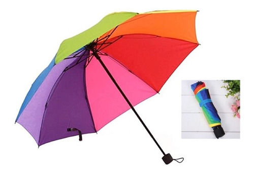 Imagem 4 de 6 de Guarda Chuva Sombrinha Arco Íris - Dobrável 10 Varetas