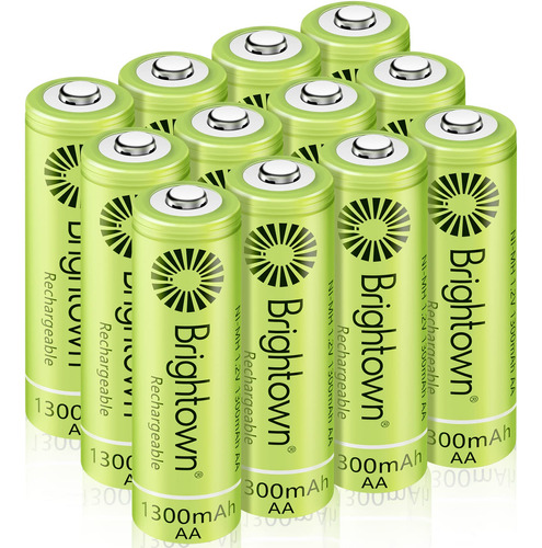 Brightown Paquete De 12 Bateras Aa Recargables Precargadas,
