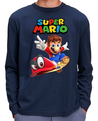 Camisetas Remeras Manga Larga Con Puño De Mario Bros Y Luigi