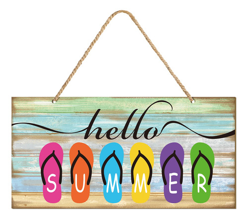 Letrero Puerta Verano Texto Ingl  Hello Summer  12 X 6  Para