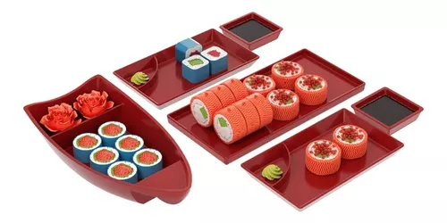 Jogo Japonês P/sushi De Bambu Sendai - 6 Peças