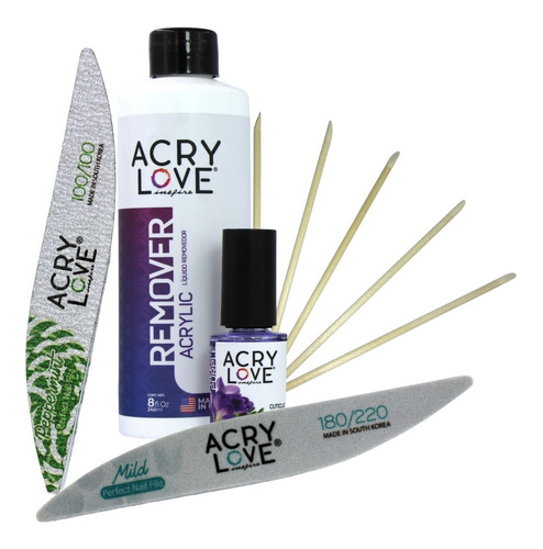 Kit Removedor De Gel Y Acrílico Para Uñas + Regalo Acry Love