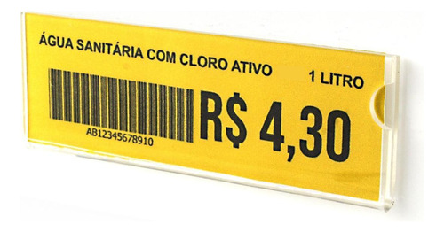 Porta Etiqueta Gondola Plaquinha Preço 10x3,5cm Kit 10un