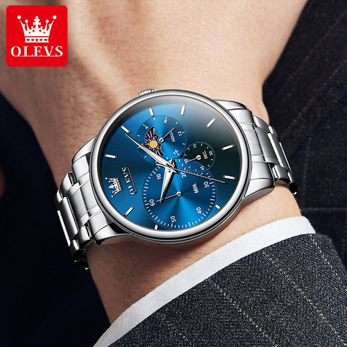 Reloj De Cuarzo Luminoso De Lujo Olevs Moon Phase