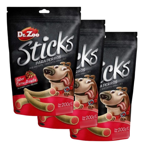 Golosinas Perros Bocaditos Dr.zoo Sticks Carne Asada 200gr