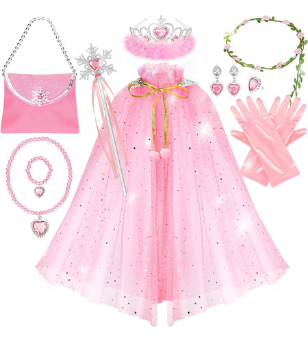 Disfraz De Princesa Capa Y Guantes Para Niña Talla 3-8 Años-