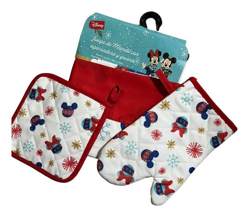 Minnie Mouse Y Mickey Delantal Y Dos Agarraderas