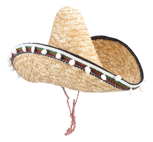 Sombrero Mexicano De Paja Con Pompón, Decoración De Fiesta D