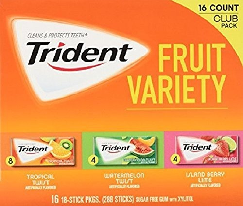 Trident Paquete De La Variedad De Frutas Chicle Sin Azúcar, 