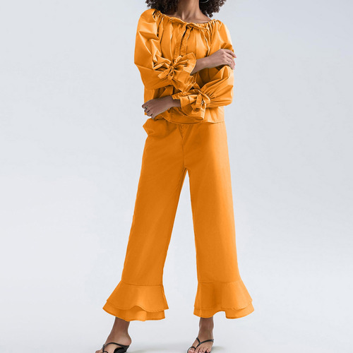 Pantalones Largos De Manga Larga Para Mujer Con Forma De Pij