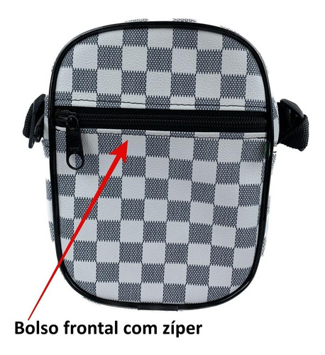 Mini Bolsa Pochete Necessaire Art Mania Bolsa Transversal Cor Branco Desenho do tecido Listras