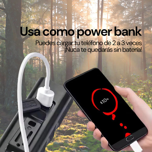 Liefine® Lampara Luces Para Bicicleta Moto Recargable 10000mah Kit, Lampara Bicicleta 5 Led Luces De Bicicleta Accesorios Con Luz Trasera Bicicleta Recargable 5 Modos Linterna Usb Color Negro