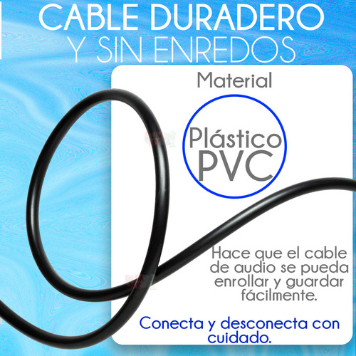 Extensión Cable Auxiliar 1.5m Jack 3.5mm Audio Macho Hembra