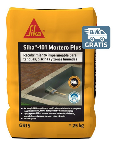 Sika 101 Mortero Plus Recubrimiento Impermeable Gris 25kg