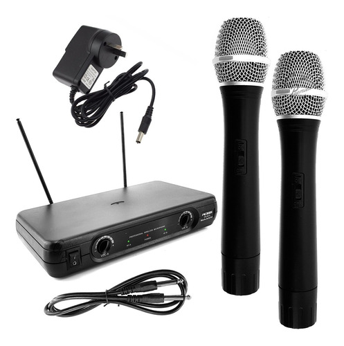 Par De Microfonos Inalambricos Profesionales Base Cable Vhf