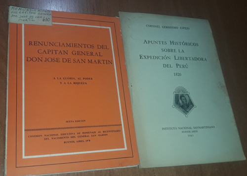 Lote De Dos Cuadernillos De San Martin   Geronimo Espejo