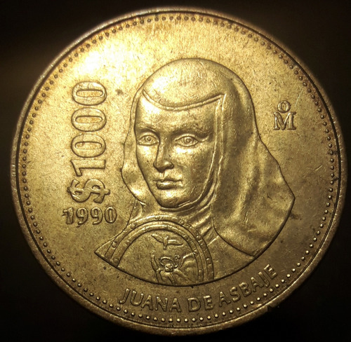 Moneda México 1000 Pesos 1991 Juana De Asbaje 