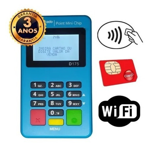 Imagem 3 de 5 de Point Mini Chip Maquina Cartão Mercado Pago Wifi Sem Celular
