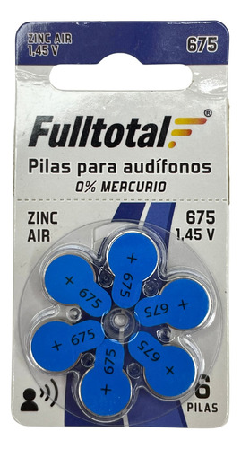 Pack X 6 Pilas P/audifonos Fulltotal 675 1.45v