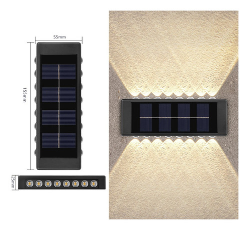 Paquete De 6 Luces Led Foco Muro, 16 Led, Aplique Solar Exte