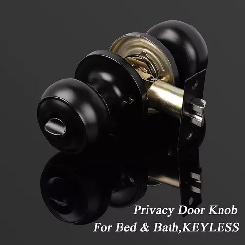 Probrico - Picaporte redondo para puerta con cerradura de seguridad, sin  llave, para privacidad y paso, color negro Disponible-609BK, Negro