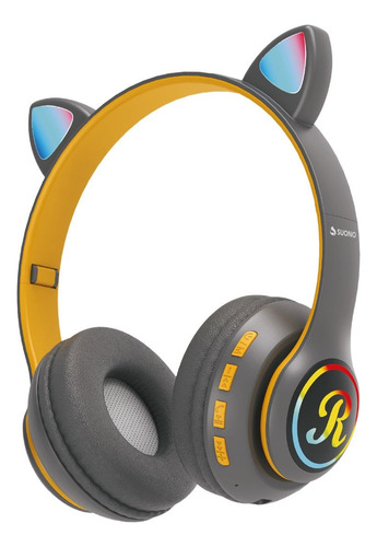 Auricular Vincha Inalámbri Bluetooth Orejas Gato Luz Led Rgb