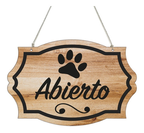 Letrero Veterinario Abierto - Cerrado Vintage 30x20cmmadera 