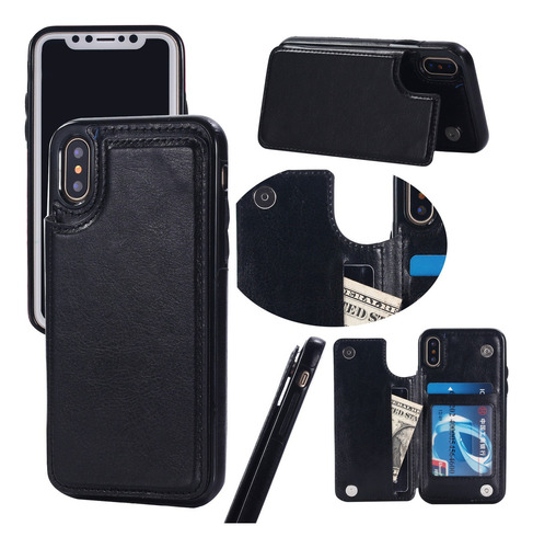 B Funda Carcasa Piel Billetera Con Soporte Para iPhone
