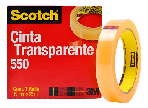 Cinta Adhesiva Scotch 550 3m Transparente 19mm X 65m 12 Pzs Color Amarillo Lisa