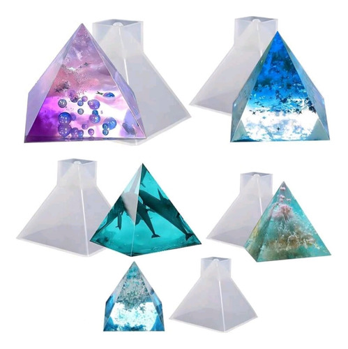 Set 5 Moldes Silicona Para Resina Piramides Triangulos