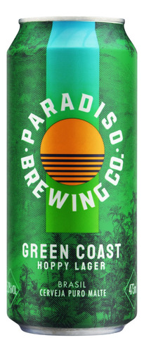 Cerveja artesanal Paradiso Brewing Co. Green Coast Hoppy Lager lata 473ml