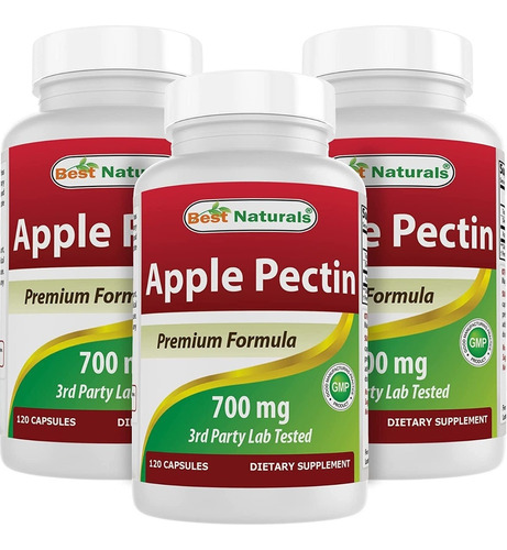 Apple Pectina 700 Mg Best Naturals 120 Cápsulas (paq 3)