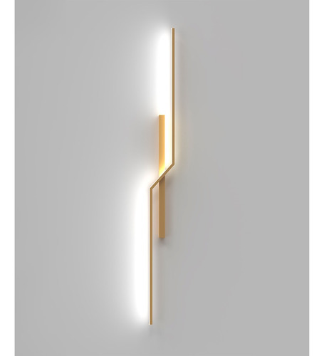 Arandela Zeta Dourada Iluminação Linear 120cm 24w Ip20 3000k