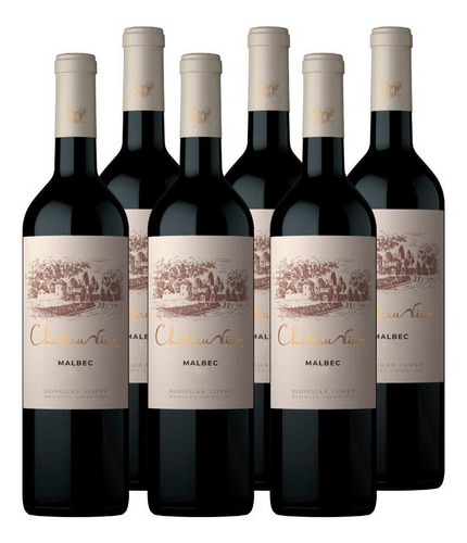 Vino Tinto Chateau Vieux Malbec 6u X 750ml De Bodegas Lopez