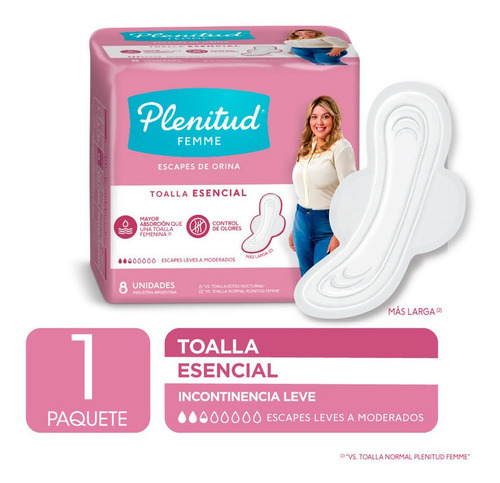 Imagen 2 de 3 de Plenitud Femme Toalla Esencial 8 Unidades