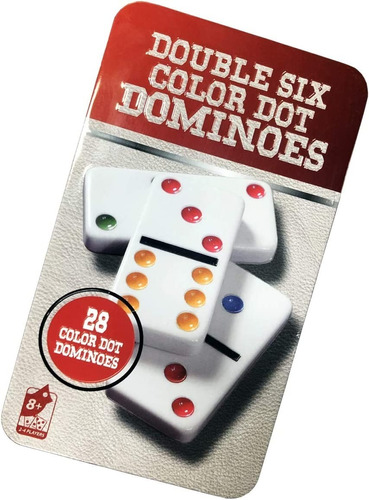 Juego Domino 28 Piezas De Colores Estuche Metalico