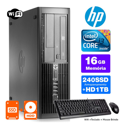 Imagem 1 de 5 de Cpu Usado Hp Compaq Sff I3 2g 16gb Ssd240+1tb Brinde