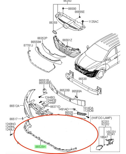 Moldura Inferior Parachoque Del. Para Hyundai Tucson 11 -14