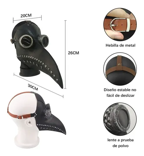 Máscara de médico de la peste para adultos, Cosplay de cuero Medieval Steampunk, pájaro gótico, pico largo, accesorios de máscara de médico | en línea Máscara de médico de la peste para adultos, Cosplay de cuero Medieval Steampunk, pájaro gótico, pico largo, accesorios de máscara de médico | en línea