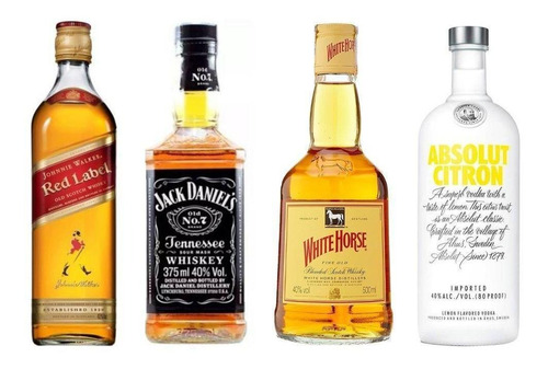 Kit Whisky Jack Daniel's + Red Label + White Horse + Absolut